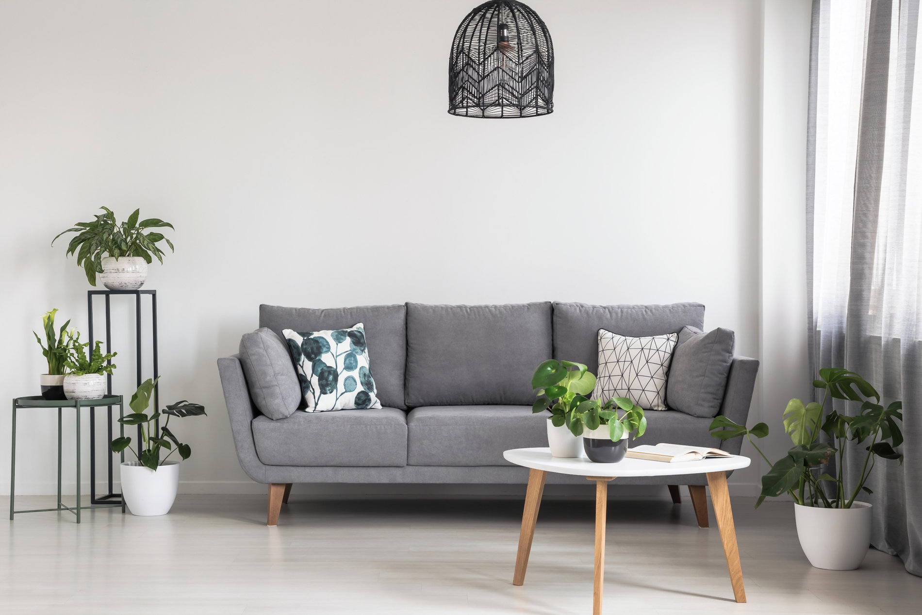 Wohnzimmer in Lagunengrau